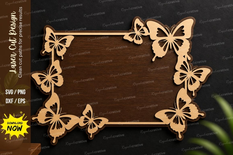 Butterfly Square Frame Laser Cut, butterfly square frame