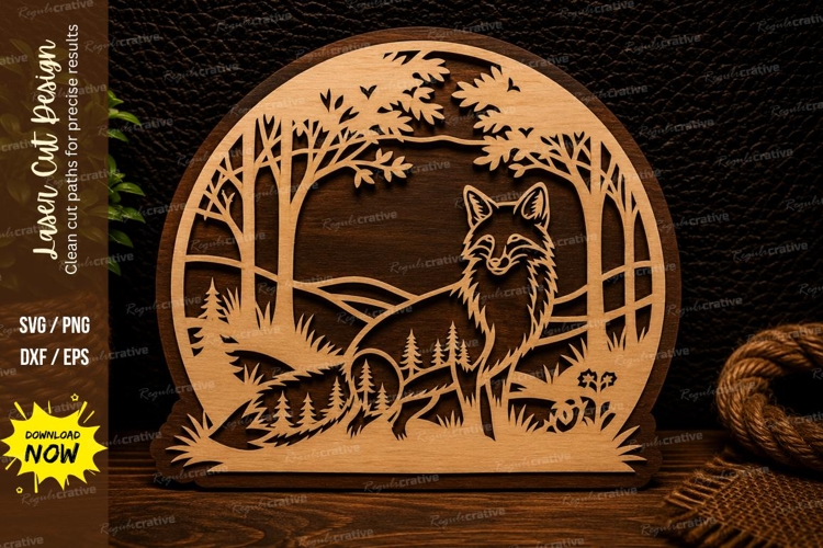 Wolf Forest Landscape Laser Cut SVG Design wolf forest svg
