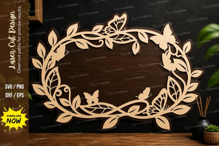 Butterfly Square Frame Laser Cut, butterfly square frame