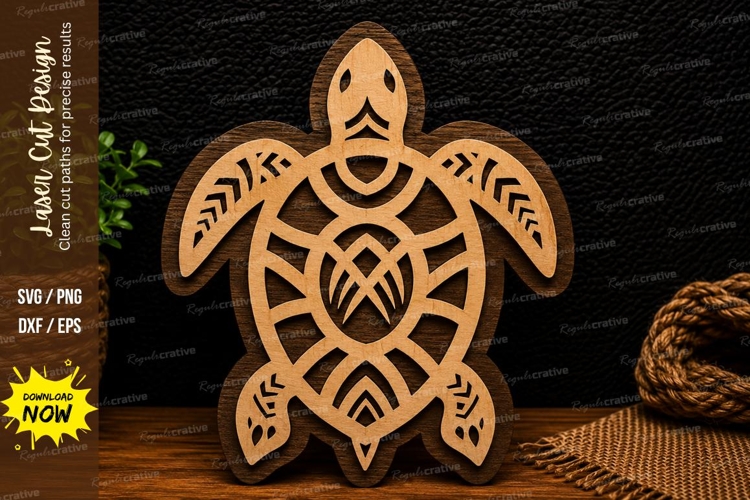 Decorative Sea Turtle Laser Cut SVG Design decorative turtle