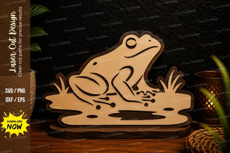Frog Pond Laser Cut SVG Design frog pond svg, frog wildlife