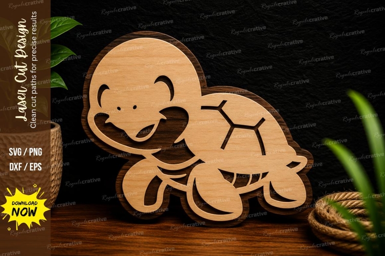 Cute Smiling Turtle Laser Cut SVG Design cute turtle svg, sm