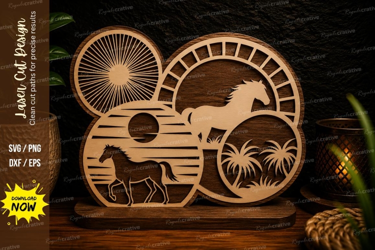 Farm Landscape Circle Laser Cut SVG Design farm landscape