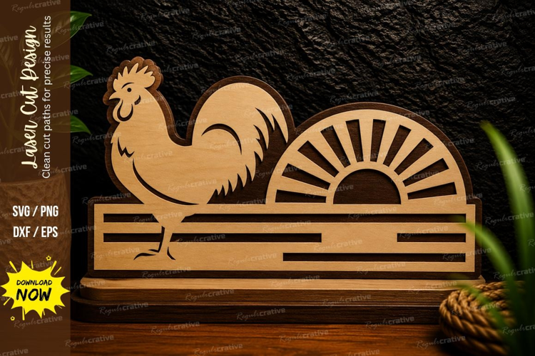 Rooster Sunrise Farm Laser Cut SVG Design rooster svg, roost