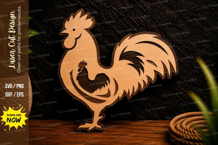 Rooster Silhouette Laser Cut SVG Design rooster svg, rooster