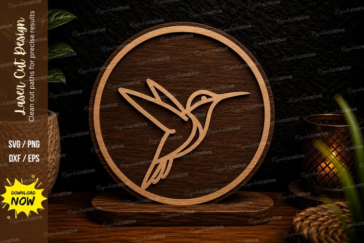 Hummingbird Circle Laser Cut SVG Design hummingbird svg
