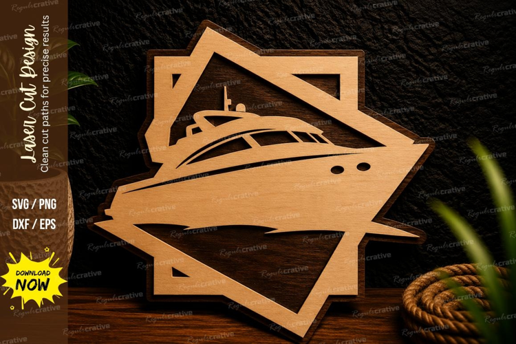 Luxury Yacht Frame Laser Cut SVG Design yacht svg, luxury