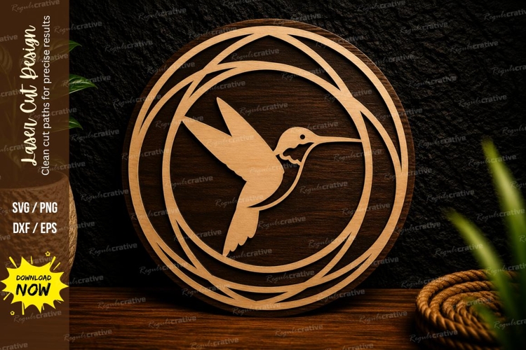 Hummingbird Circle Laser Cut SVG Design hummingbird svg