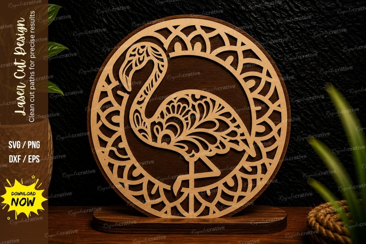 Flamingo Mandala Circle Laser Cut SVG Design flamingo