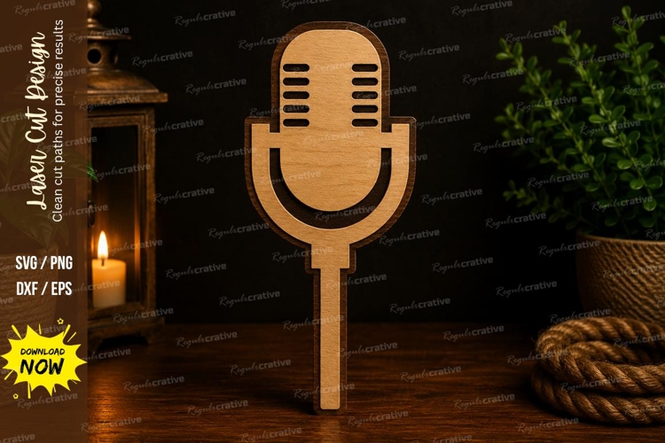Vintage Microphone Laser Cut SVG Design microphone svg