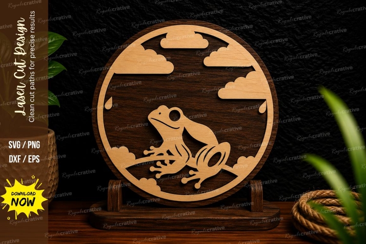 Frog Landscape Circle Laser Cut SVG Design frog landscape sv