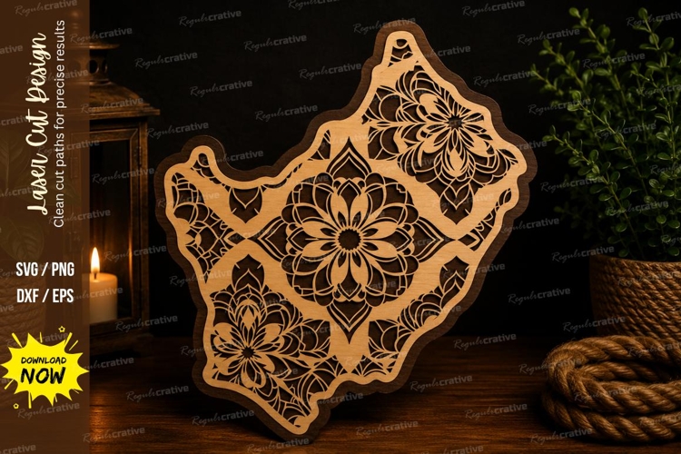 Floral Diamond Ornament Laser Cut SVG Design floral diamond