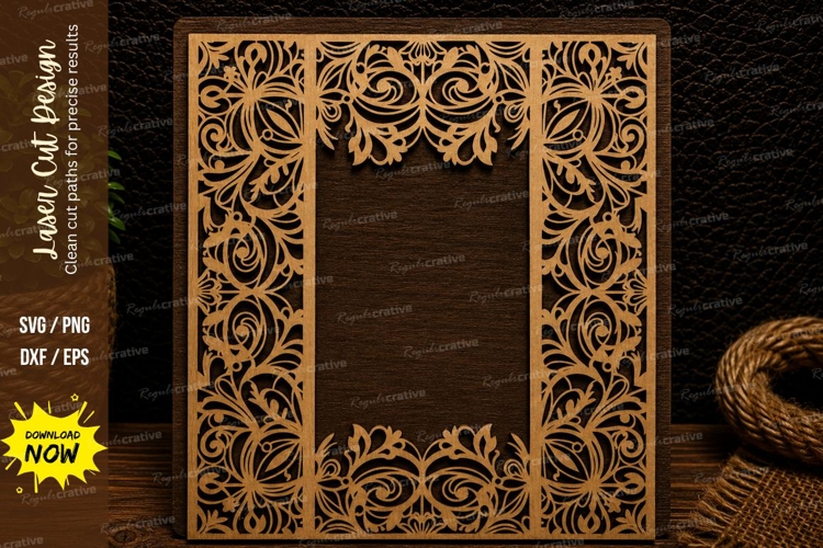 Classic Ornate Rectangle Frame Laser Cut SVG Design classic