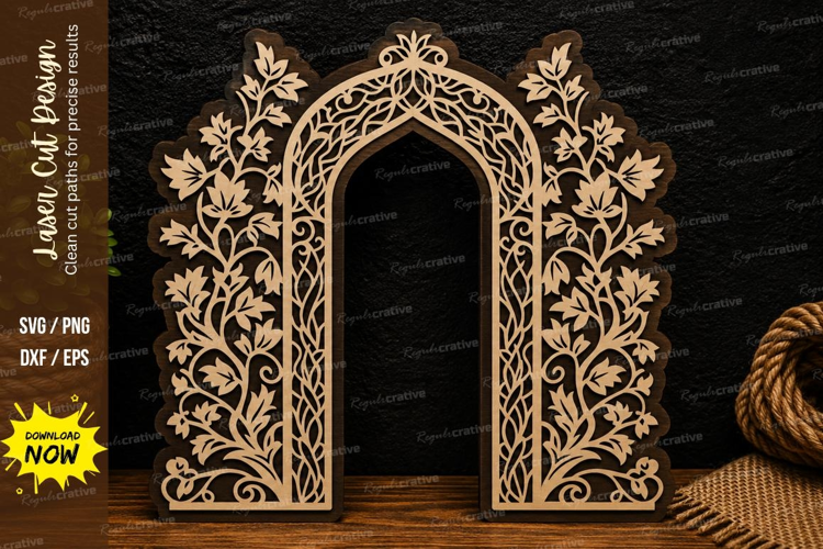 Islamic Floral Arch Frame Laser Cut SVG Design islamic arch