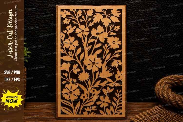 Wildflower Vertical Panel Laser Cut SVG Design wildflower