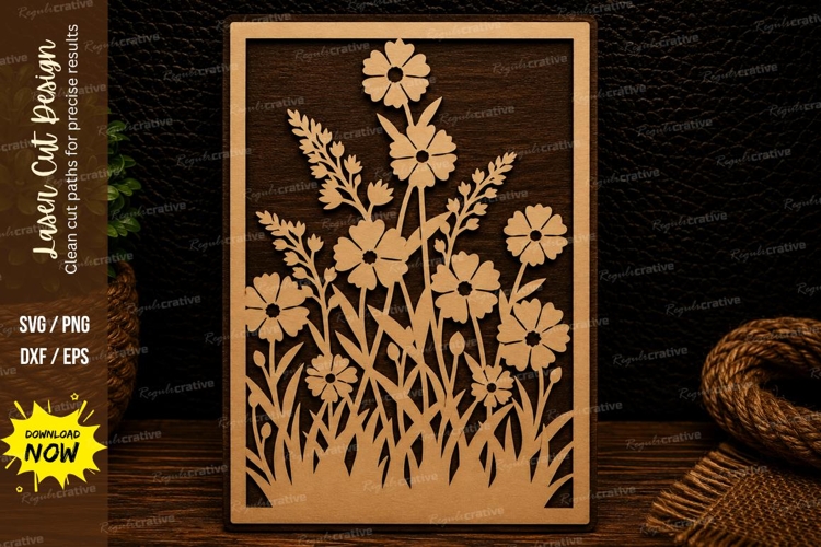 Wildflower Meadow Frame Laser Cut SVG Design wildflower fram