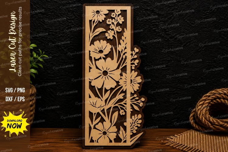 Floral Bookmark Laser Cut SVG Design floral bookmark svg