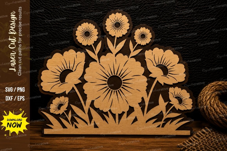 Layered Wildflower Stand Laser Cut SVG Design flower stand
