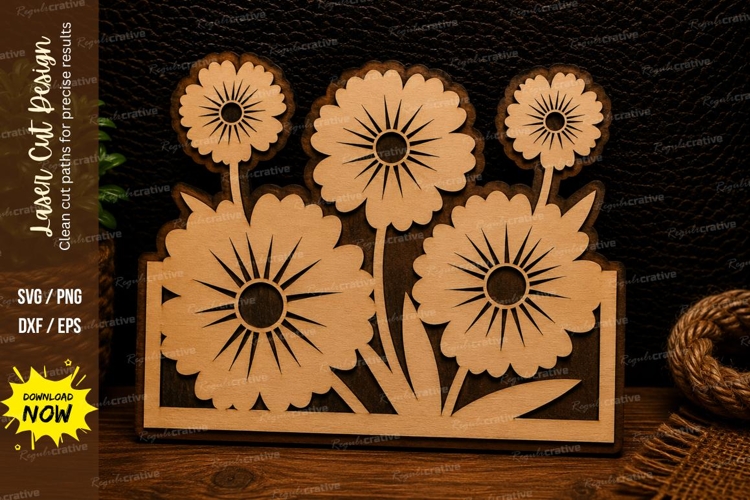 Daisy Flower Stand Laser Cut SVG Design daisy stand svg