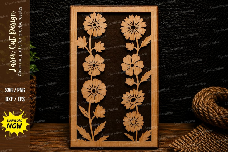 Vertical Daisy Panel Laser Cut SVG Design daisy panel svg,