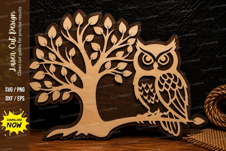 Owl Tree Stand Laser Cut SVG Design owl tree svg, tree
