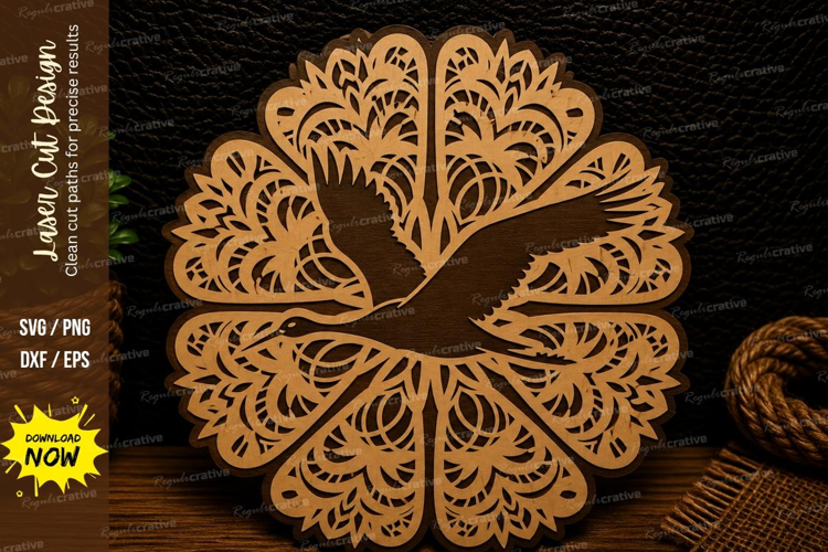 Songbird Mandala Laser Cut SVG Design bird mandala svg, song