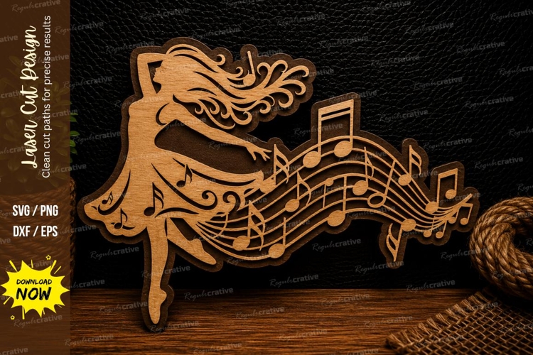 Dancing Music Lady Laser Cut SVG Design music dancer svg