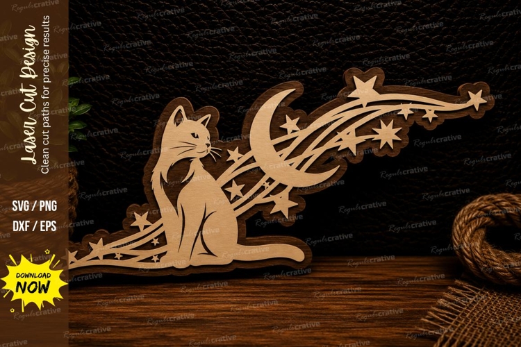 Fox Moon and Stars Laser Cut SVG Design fox moon svg, celest