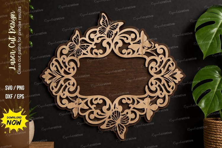 Ornate Floral Frame laser cut svg File, ornate floral frame example image 1
