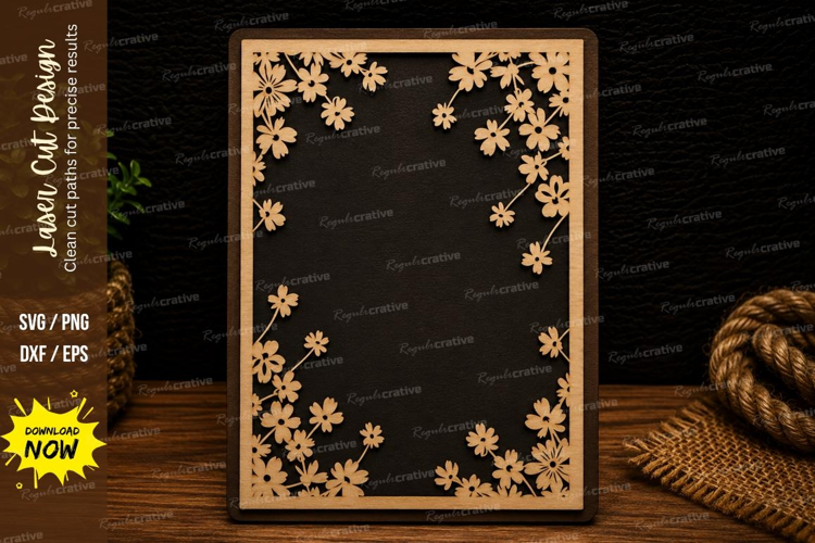 Delicate Blossom Border Frame Laser Cut SVG Design blossom