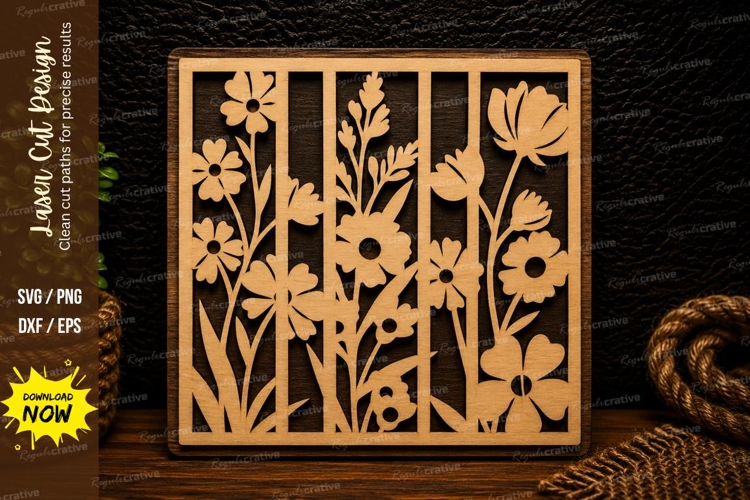 Wildflower Panel Laser Cut SVG Design wildflower panel svg