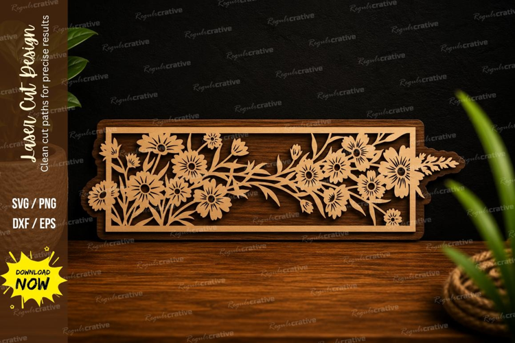 Horizontal Floral Border Panel Laser Cut SVG Design horizont