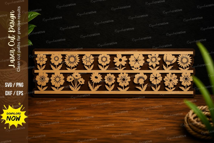 Decorative Floral Border Strip Laser Cut SVG Design