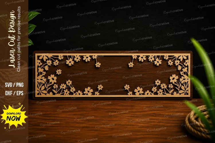 Minimal Floral Name Plate Laser Cut SVG Design minimal flora