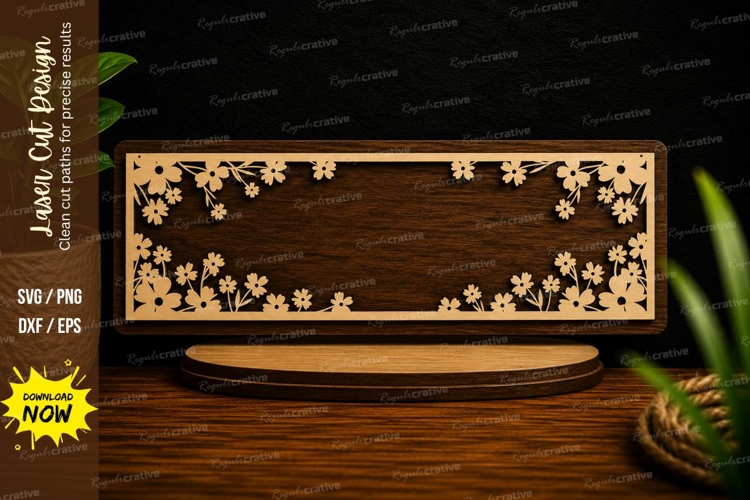 Corner Blossom Name Plate Laser Cut SVG Design corner