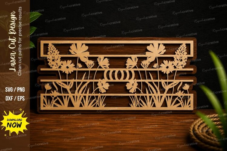 Spring Blossom Garden Border Laser Cut SVG Design spring blo example image 1