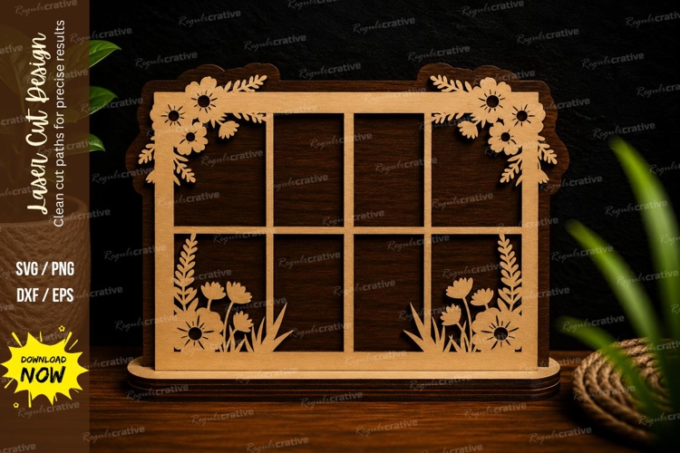 Arched Garden Window Floral Laser Cut SVG Design arched