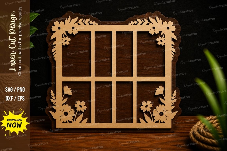 Floral Cottage Window Laser Cut SVG Design cottage window
