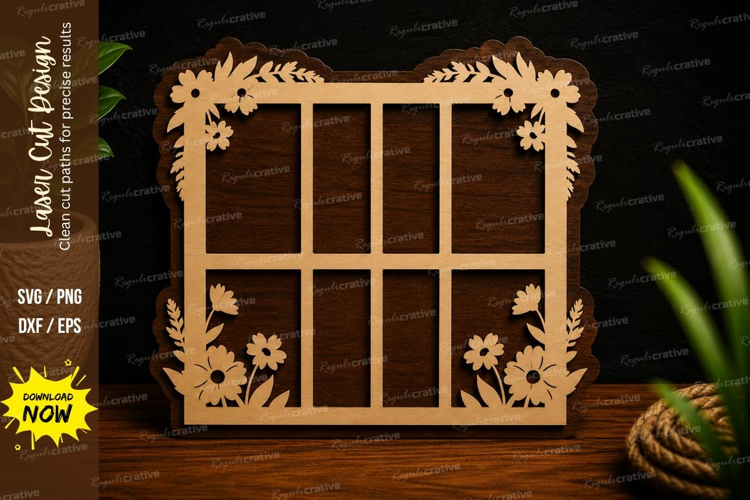 Floral Cottage Window Laser Cut SVG Design cottage window