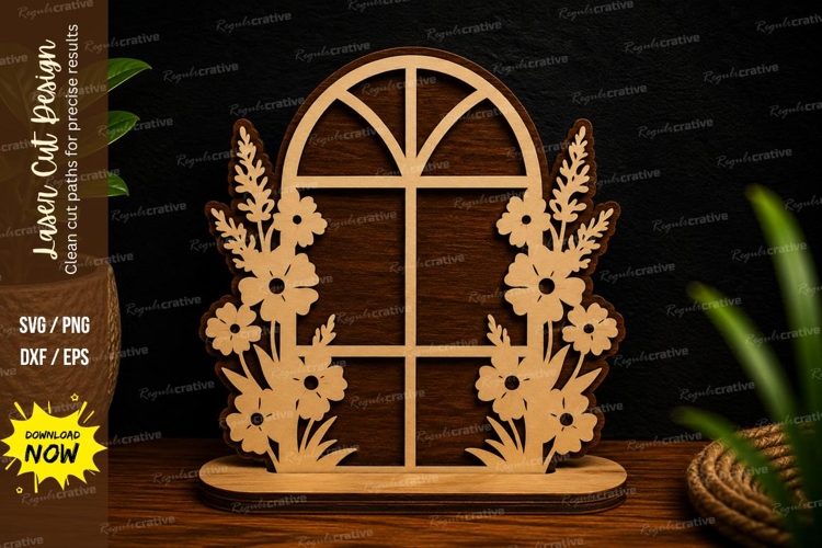 Blooming Garden Arch Window Laser Cut SVG Design garden arch