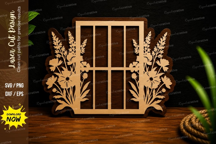 Floral Garden Window Panel Laser Cut SVG Design garden windo