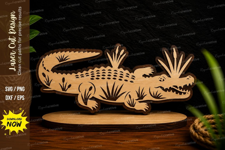 Decorative Crocodile Laser Cut SVG Design crocodile svg