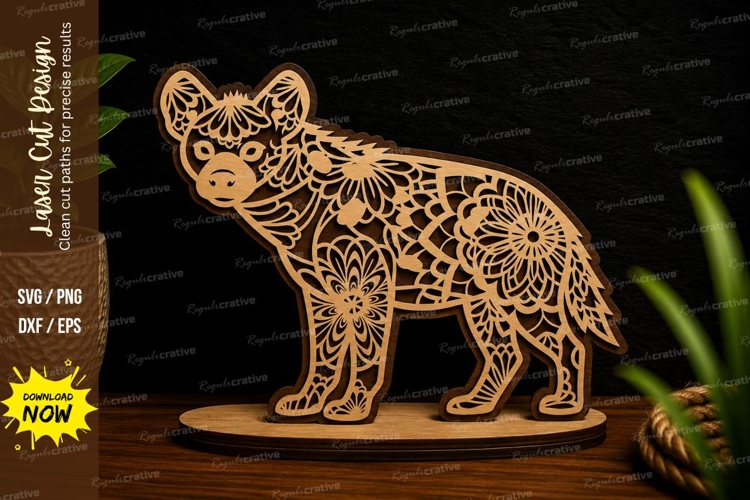 Decorative Hyena Floral Laser Cut SVG Design hyena svg, flor