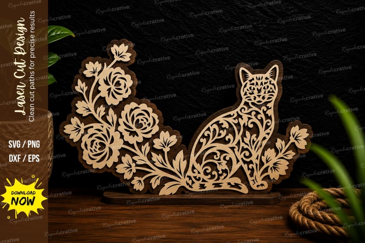 Floral Fox Silhouette Laser Cut SVG Design floral fox svg