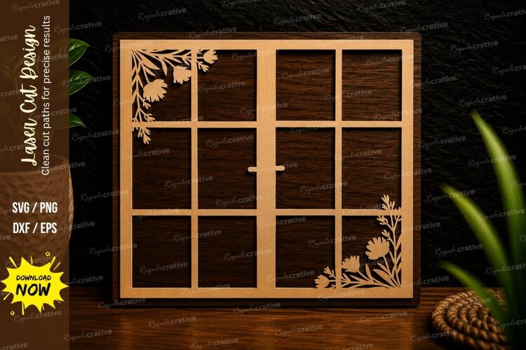 Classic Window Frame Laser Cut SVG Design window frame svg example image 1