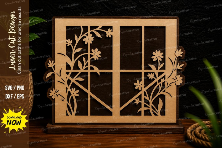 Wildflower Window Frame Laser Cut SVG Design wildflower wind