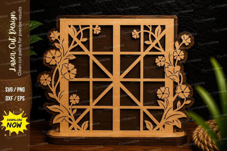Blooming Window Frame Laser Cut SVG Design blooming window
