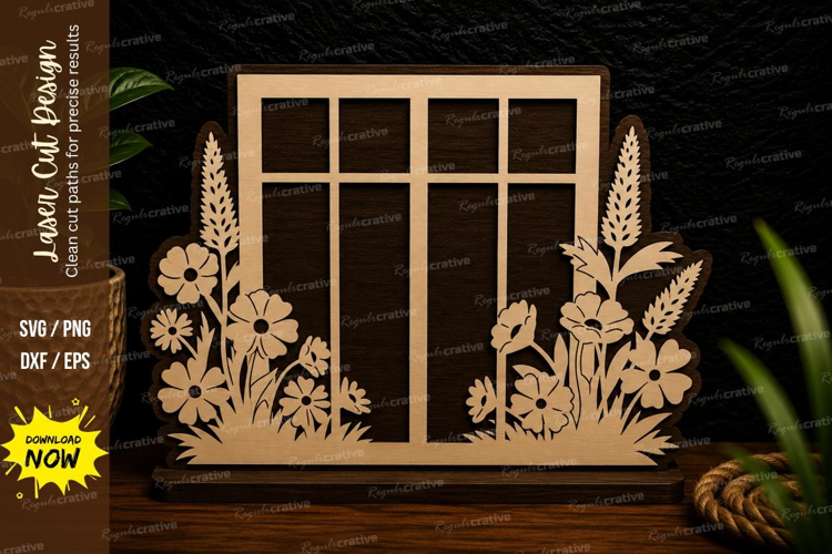 Botanical Window Frame Laser Cut SVG Design botanical window