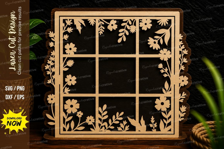 Floral Square Window Frame Laser Cut SVG Design square windo