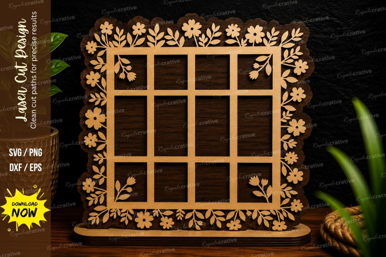 Blooming Floral Window Frame Laser Cut SVG Design blooming